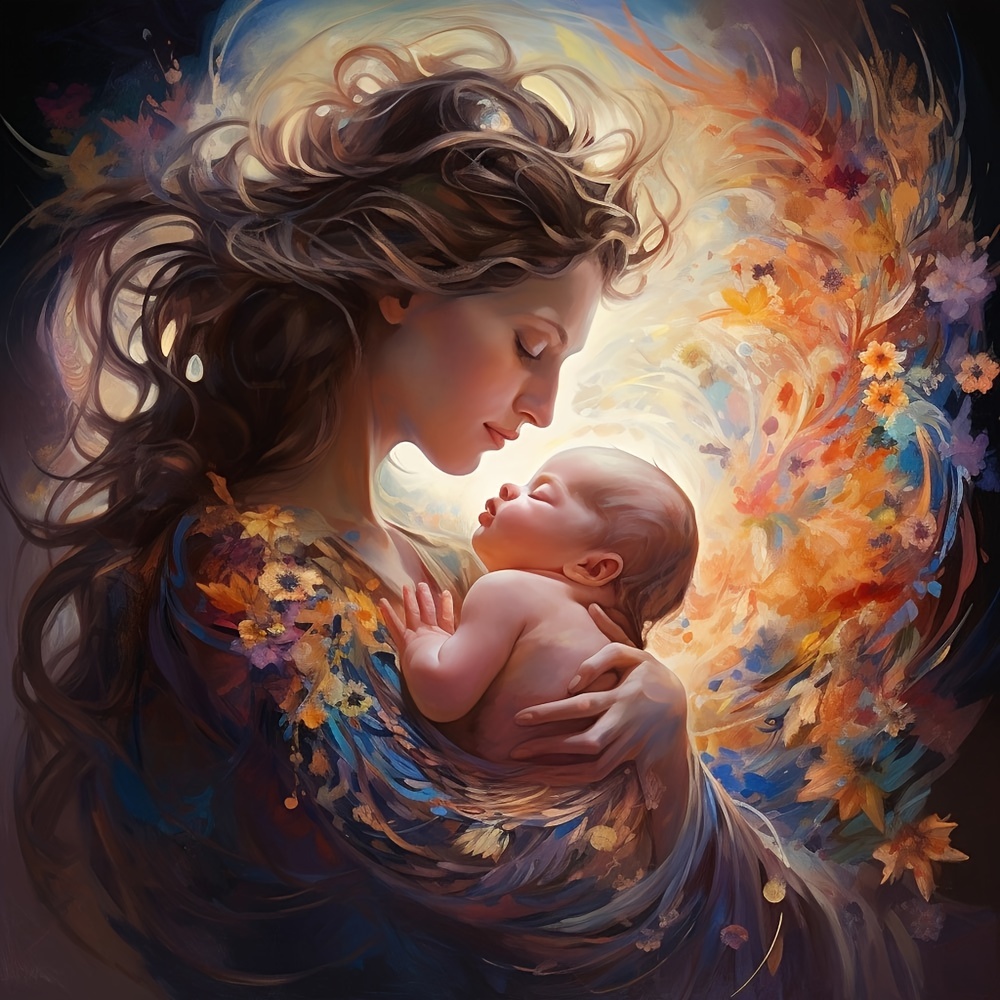 

1pc Large Size 40x40cm/15.7x15.7inches Without Frame Diy 5d Diamond Painting Beautiful Mother Love, Full Rhinestone Painting, Diamond Art Embroidery Kits, Handmade Home Room Office Wall Decor