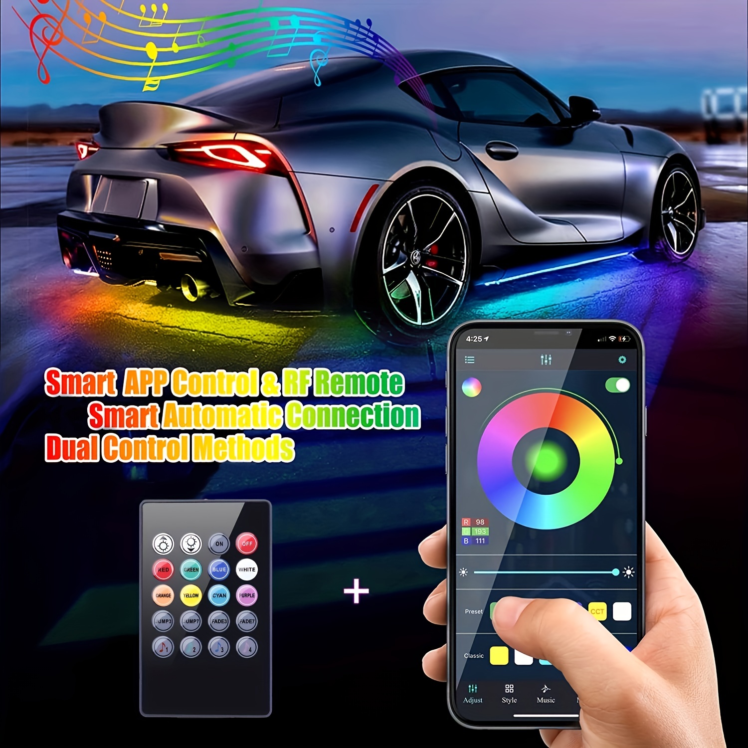 Underglow Kit for Car, Car Led Underglow Lights for Trucks with App and  Remote Control, 16 Million Dream Colors Chasing, 213 Scene Modes, Music DIY