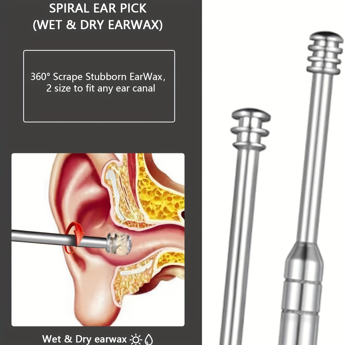 8 Pcs Ear Pick, Ear Cleansing Tool Set, Ear Curette Earwax Removal