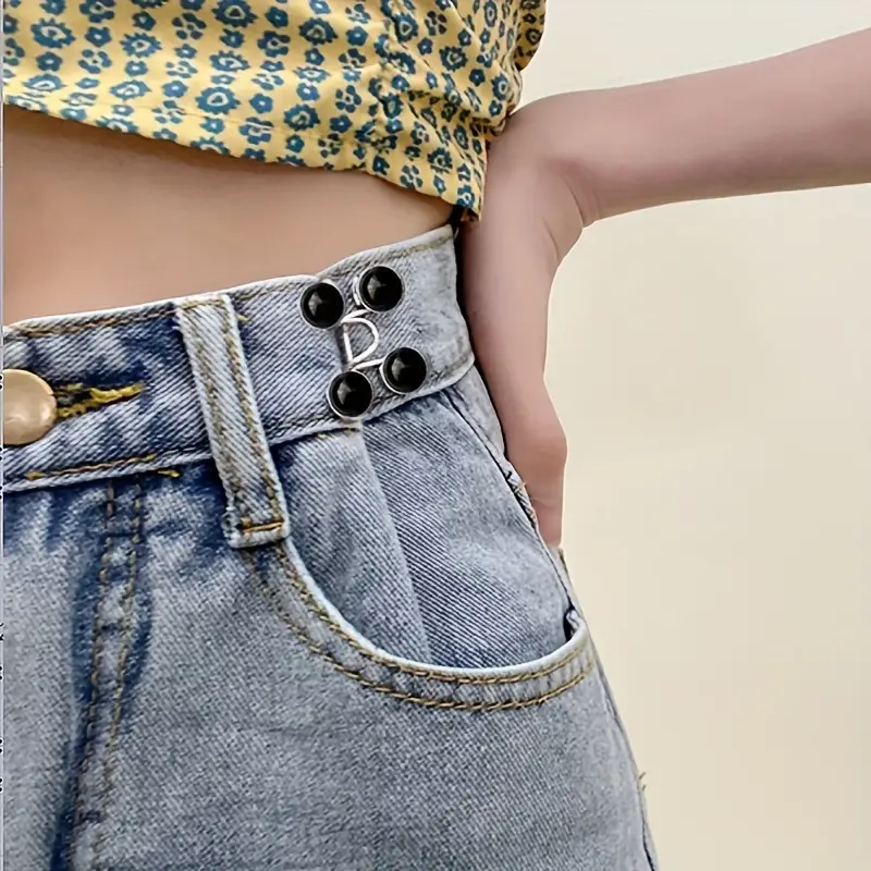 2 Sets Adjustable Jeans Buckle Seamless Pants Waist Clothes Button Nail  Free Repeated Removal Artifact Invisible Waist, High-quality & Affordable