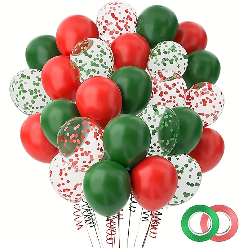 100pcs Noël Ballon Guirlande Arche Kit-Joyeux Noël Bannière,Père Noël et  Bonhomme de Neige Feuille vert Rouge Blanc Confettis Ballons Avec Bande de