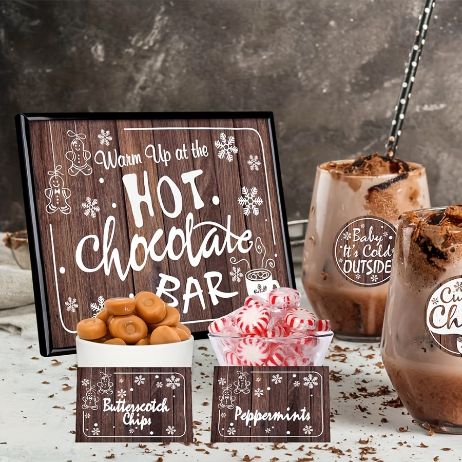 Tin Sign With Solid Stand Warm Up At The Hot Chocolate Bar For Holiday  Christmas Hot Chocolate Party Supplies, Christmas Winter Decorations - Temu  United Arab Emirates
