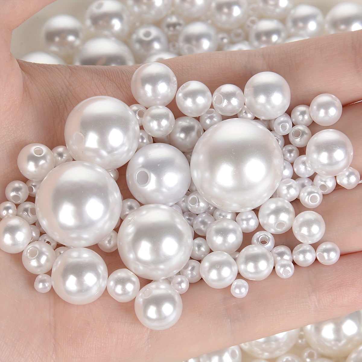 380pcs Art Faux Pearls Undrilled Faux Pearls No Hole Imitation Round Pearls  Beads Loose Pearls Decorative Bulk Filler Beads for Jewelry Making, Crafts