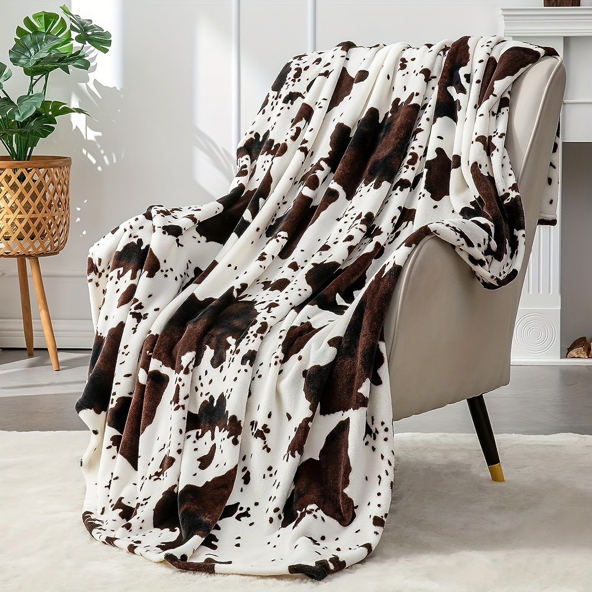 Cow Print Blanket Plush Flannel Fleece Throw Blanket Soft - Temu