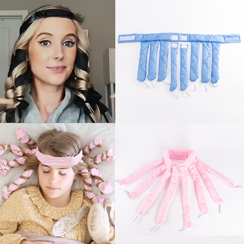 Heatless Curling Rod Headband, No Heat Curl Ribbon with Hair Clips and  Scrunchie, Sleeping Curls Silk Ribbon Hair Rollers 