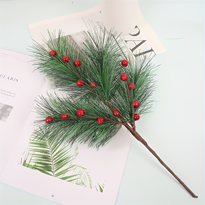 Christmas Berries Pine Picks Artificial Red Berry Pine Branches Long Faux  Pine Stem With Pinecones For Xmas Tree Wreath Diy Craft Floral Arrangement,  Scene Decor, Festivals Decor, Room Decor, Theme Party Decor