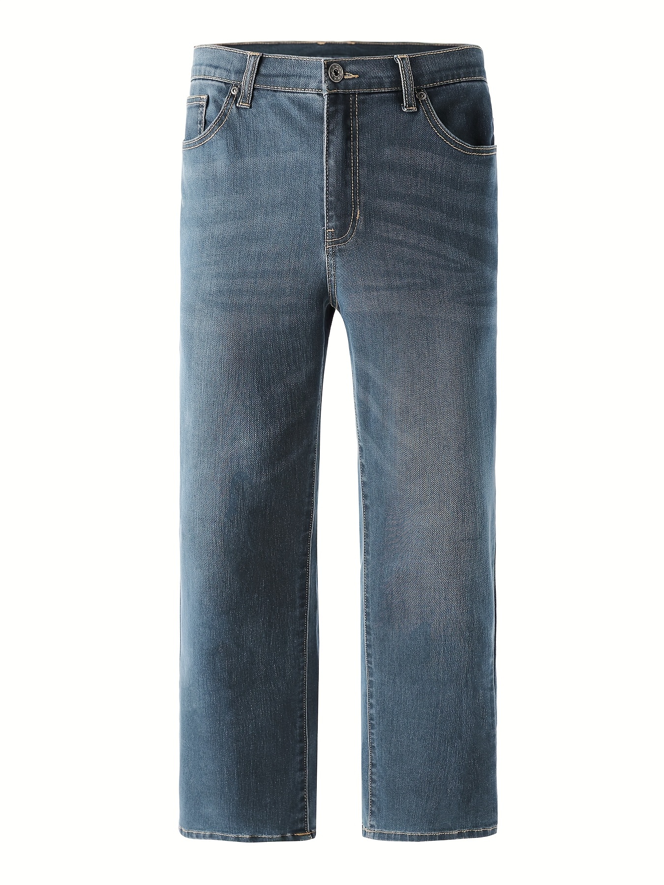 Men's Straight Fit Denim Jeans - Temu Canada