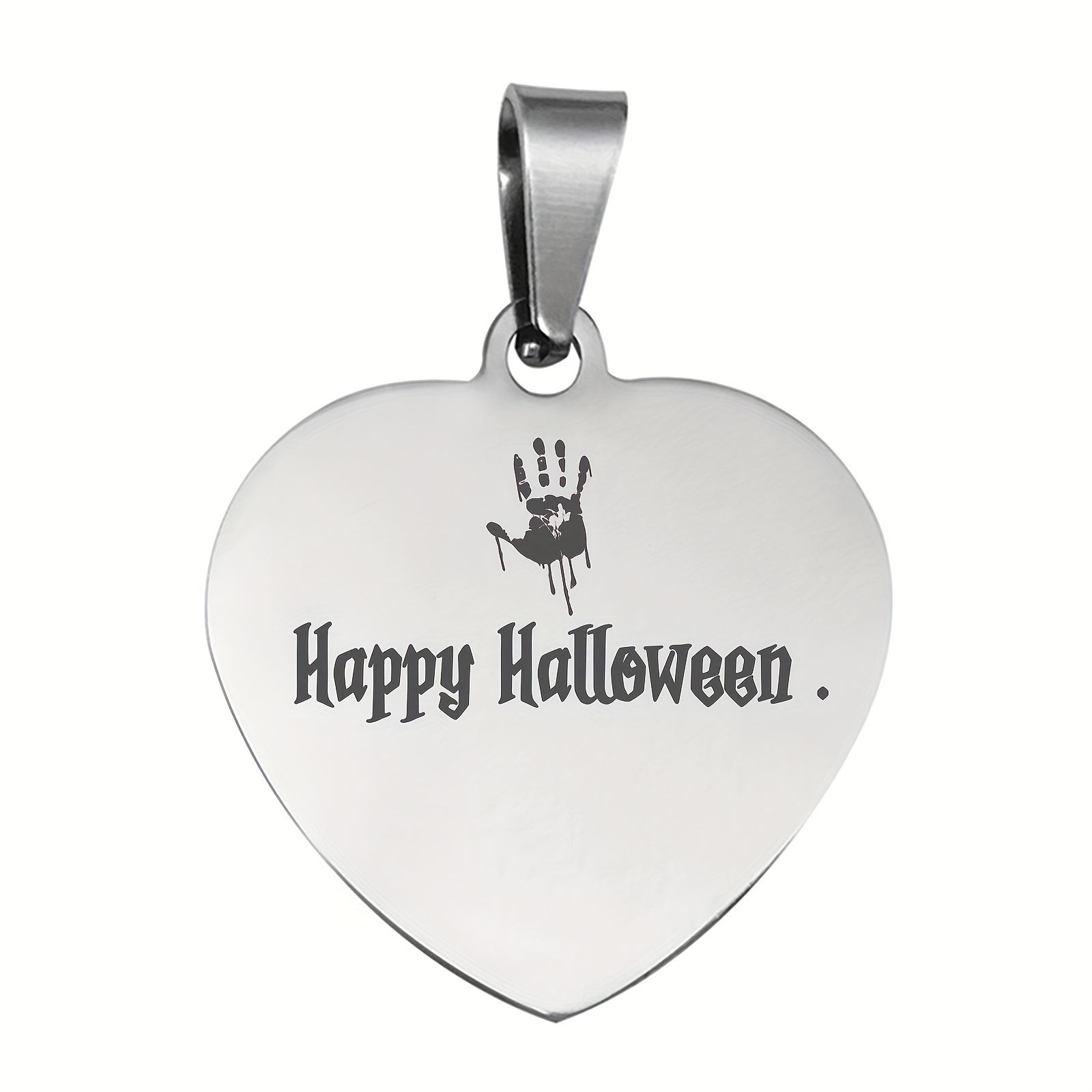 1pc Halloween Pet Tag In Silver, Multilingual (trick Or Treat) Pet Tag ( french)