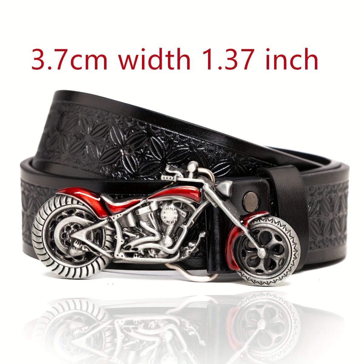 Retro Pattern Buckle Red PU Leather Men's Belt