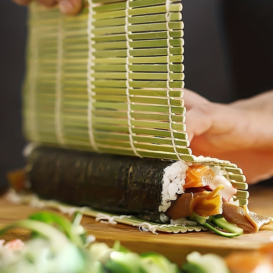 premium bamboo sushi rolling mat 9 44 x 9 44 easy sushi maker for perfect rolls includes sushi bazooka shop on temu and start saving temu