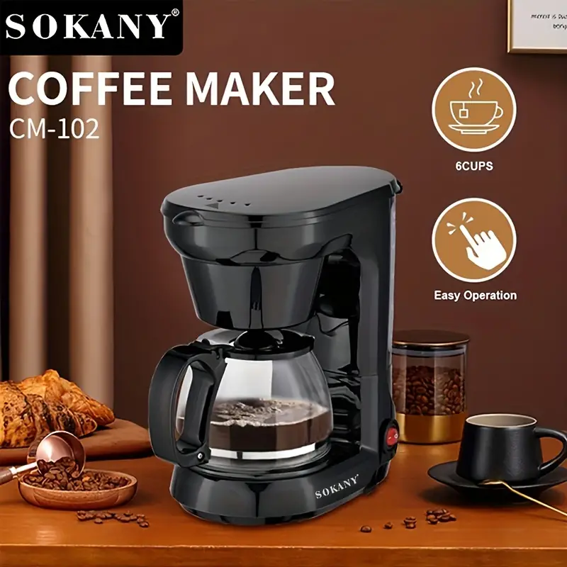 Machine, /6cups, Mini Electric Coffee Maker With Keep Warm Function - One  Click Operation And Detachable High-density Filter Screen For Comfortable  Brewing - Temu