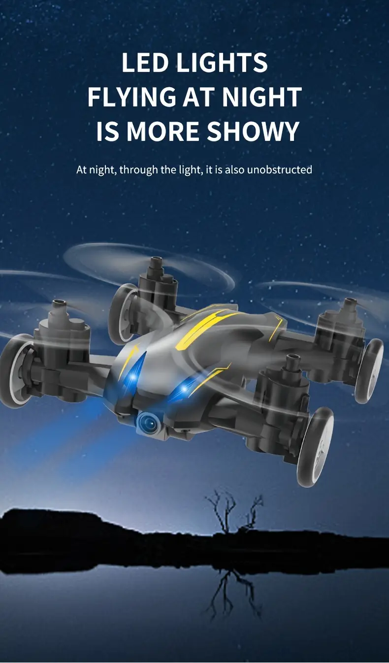 amphibious drone, land and air amphibious drone flying toy car with camera support wifi fpv suitable for christmas thanksgiving halloween toy gifts details 12