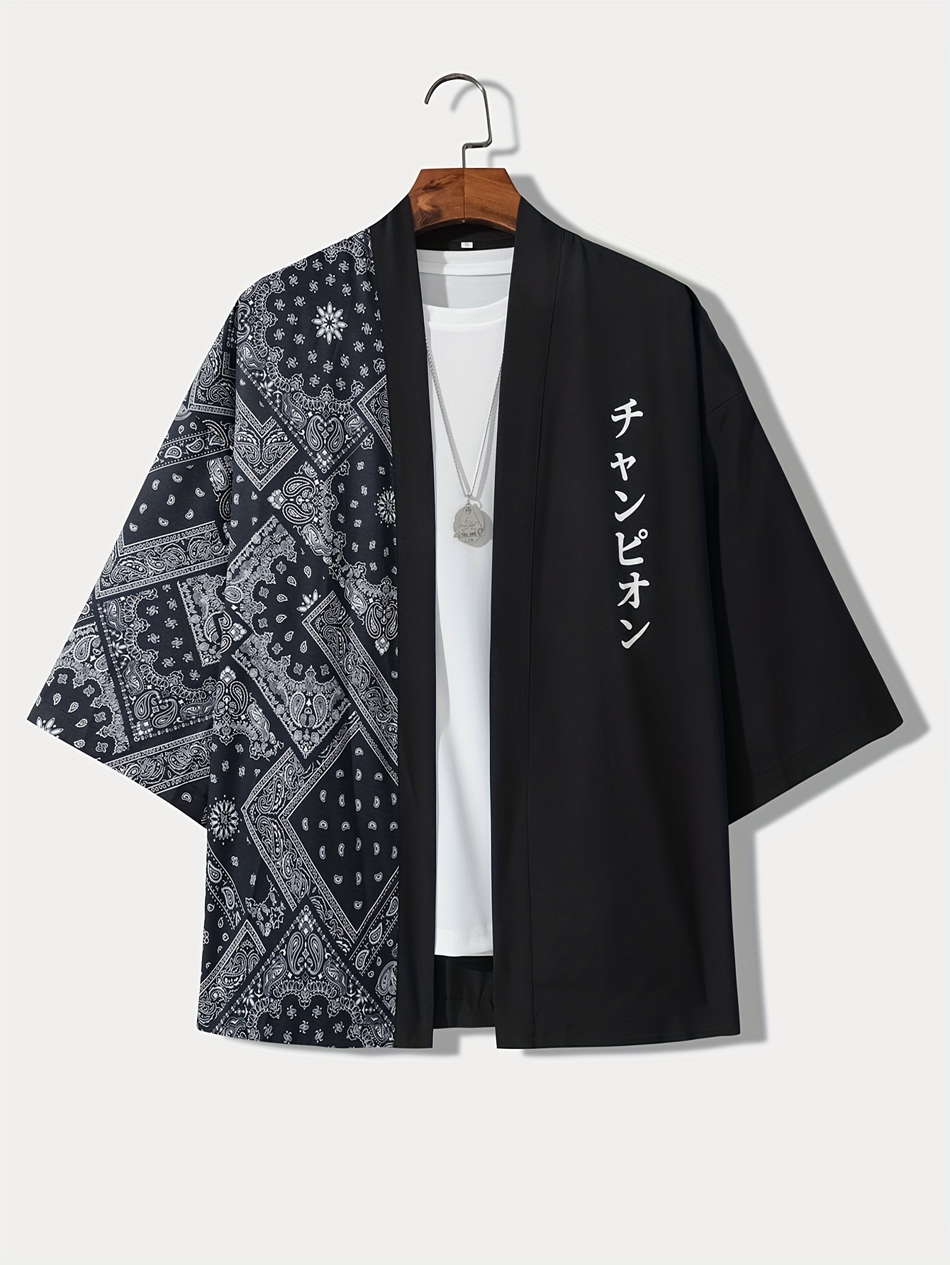 Camisa Lisa Suelta Estilo Japonés Kimono Informal Hombre - Temu Chile