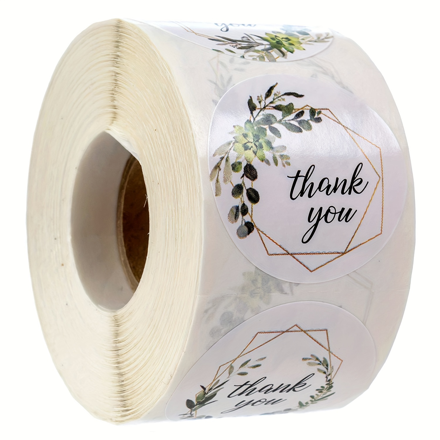 

Round Rubber Thank You Stickers, Self-adhesive Seal Labels, Single Use, Glossy Finish, Perfect For Envelopes & Packaging - Roll Of 500