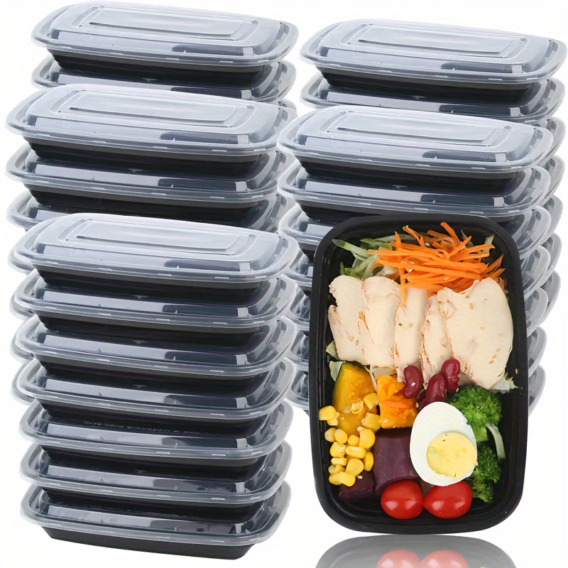 50pcs, Meal Prep Containers, 33.81oz 3 Compartments Plastic Food Storage  Containers With Lids, To Go Containers, Disposable Lunch Boxes, Bento Boxes