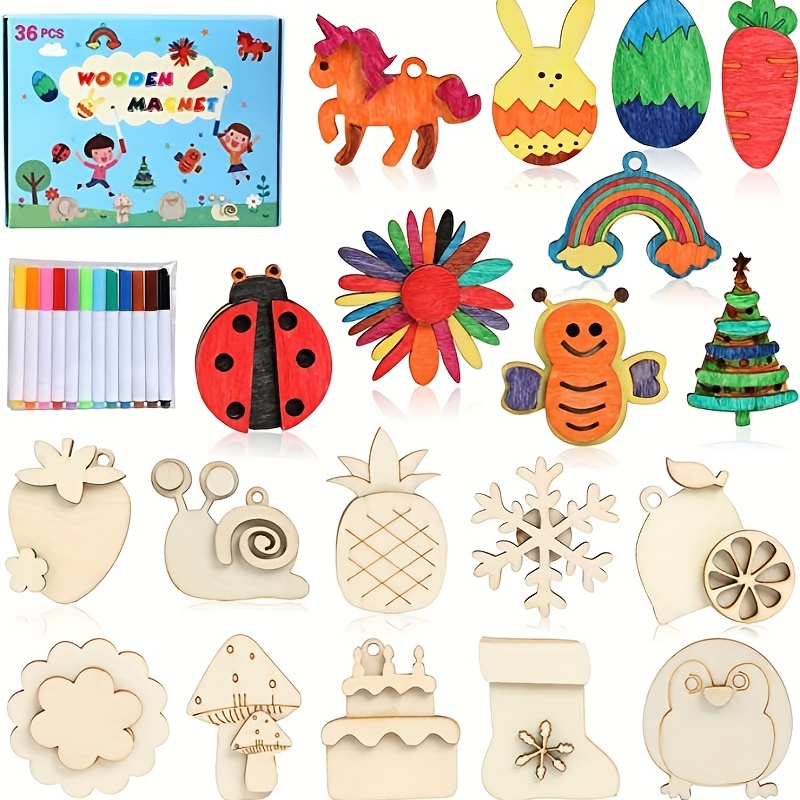 Diy Wooden Magnets Wooden Art Craft For Kids Art And Craft - Temu
