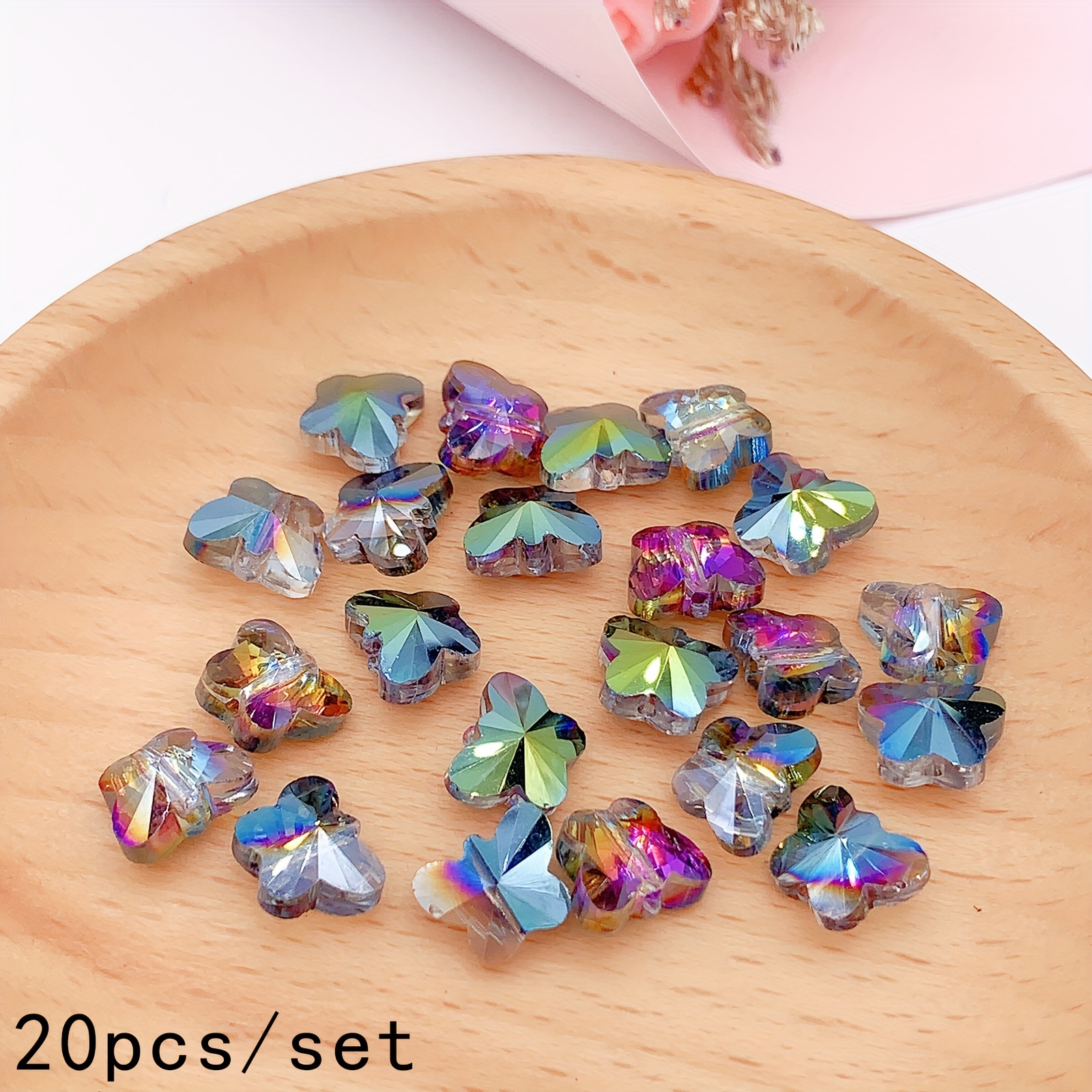 Shiny Ab Crystal Butterfly Beads Colorful Glass Spacer Beads - Temu