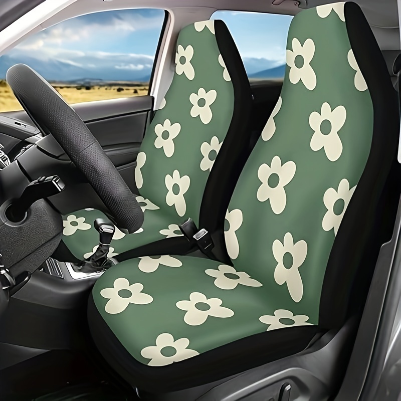  BBTO Sage Green Car Accessory Set - Steering Wheel Cover,  Ceramic Coasters, Daisy Flower Air Vent Clip Car Air Freshener, Crystal Car  Hanging Ornament : Automotive
