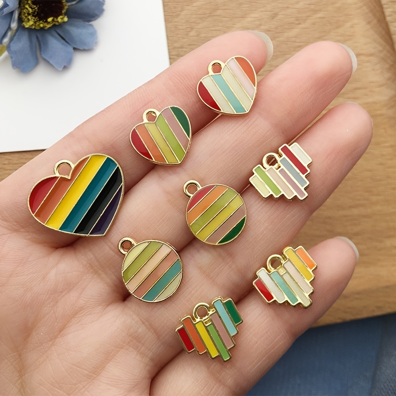 Colorful Enamel Rainbow Charms Pendants For Jewelry Making Accessories  Copper Metal Love Charms Necklace Earrings