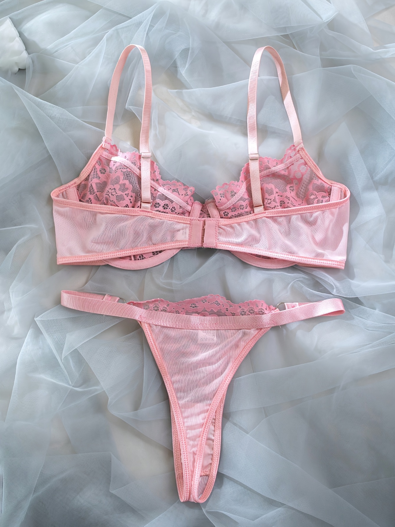 HOTTIE” hot pink lingerie set Lace 4 piece - Depop