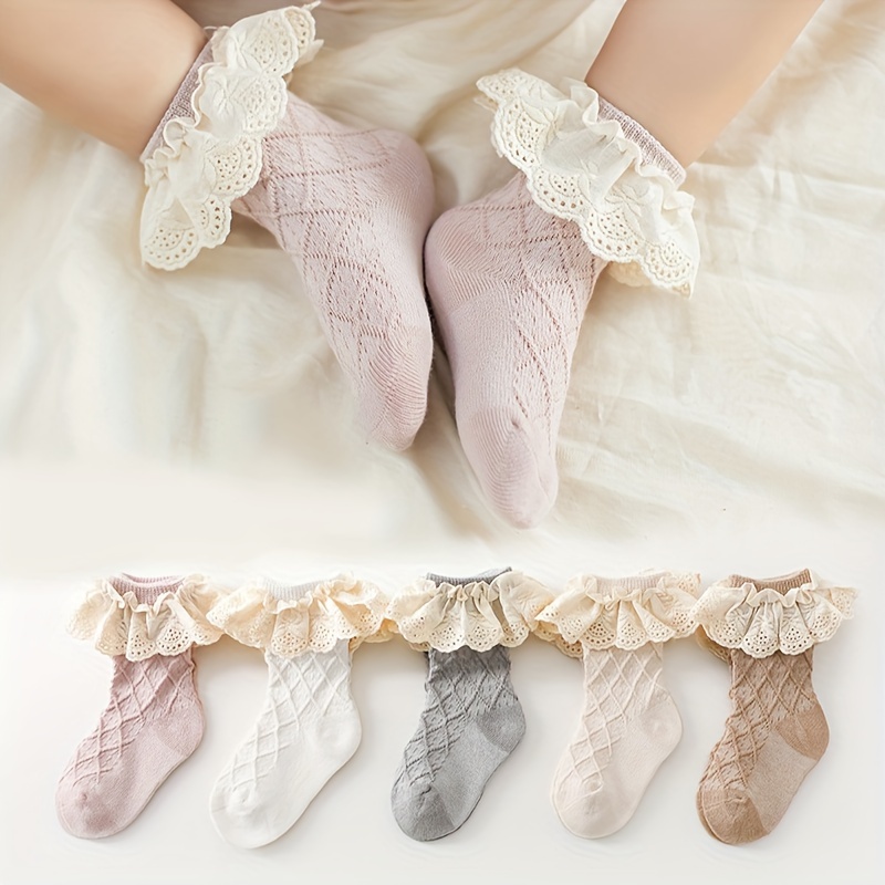 Baby Girl's Lace Ankle Socks Ruffle Frilly Socks Knitted - Temu Australia