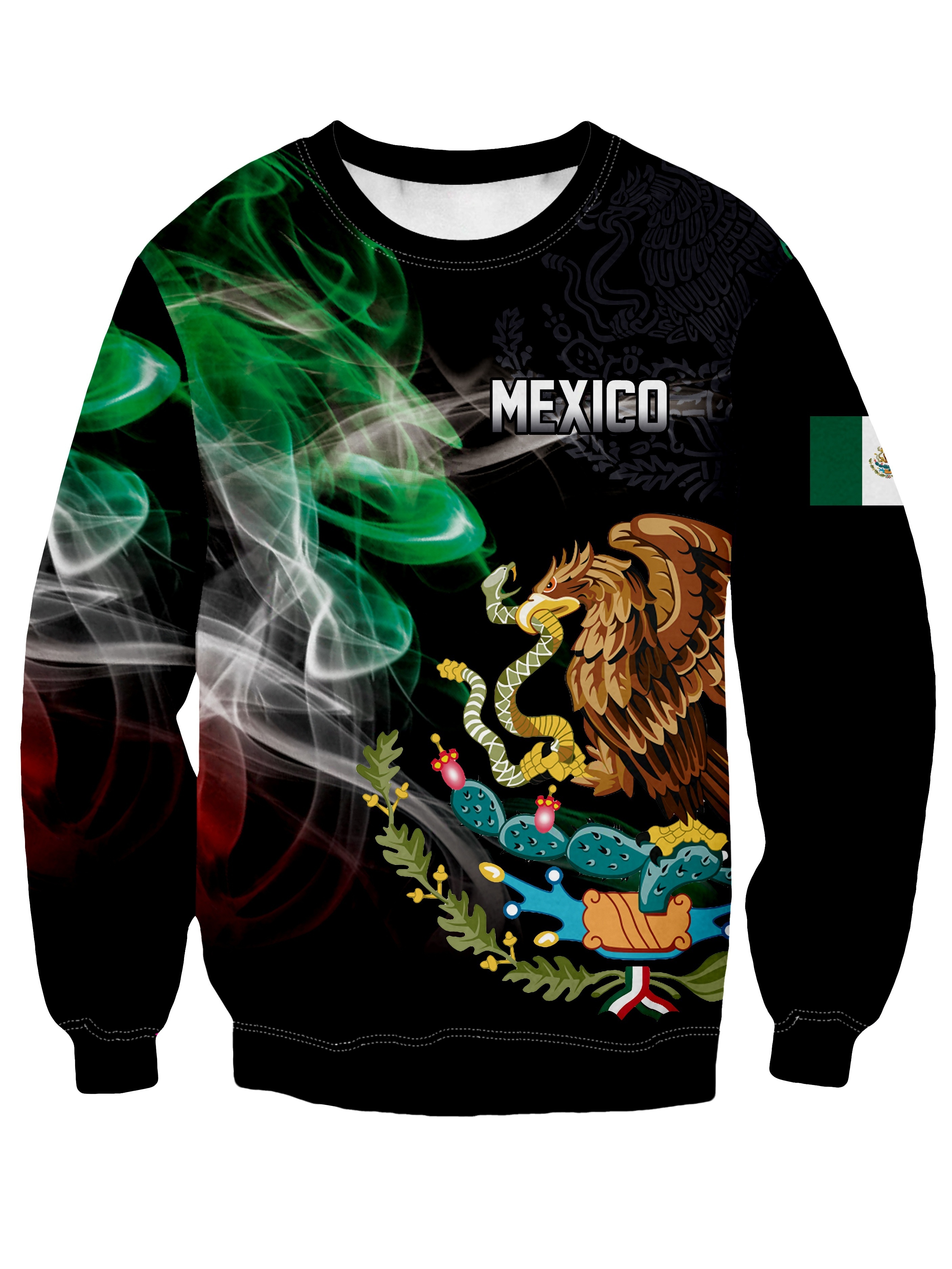 Mexico Flag Pattern Print Trendy Sweatshirt Men's Casual - Temu