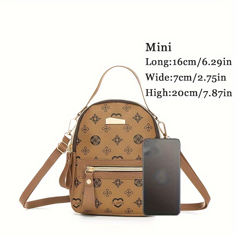 Mini Printed Backpack For Women, Faux Leather Purse With Adjustable Strap,  Casual Zipper Shoulder Bag, Bag - Temu Israel