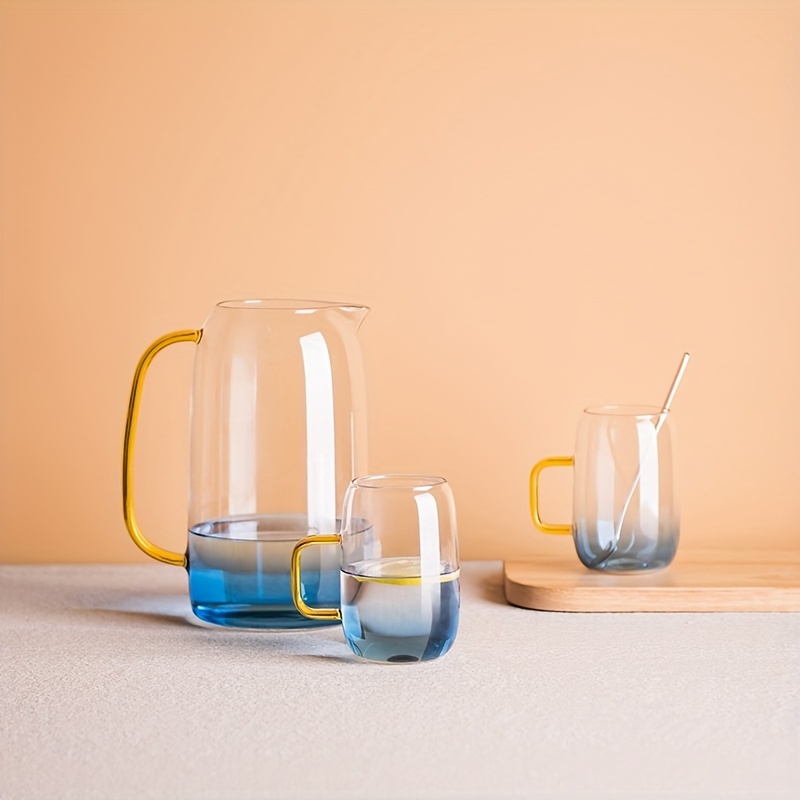 Home Glass Juice Jugs Transparent Water Pots Cups Blue Gradient