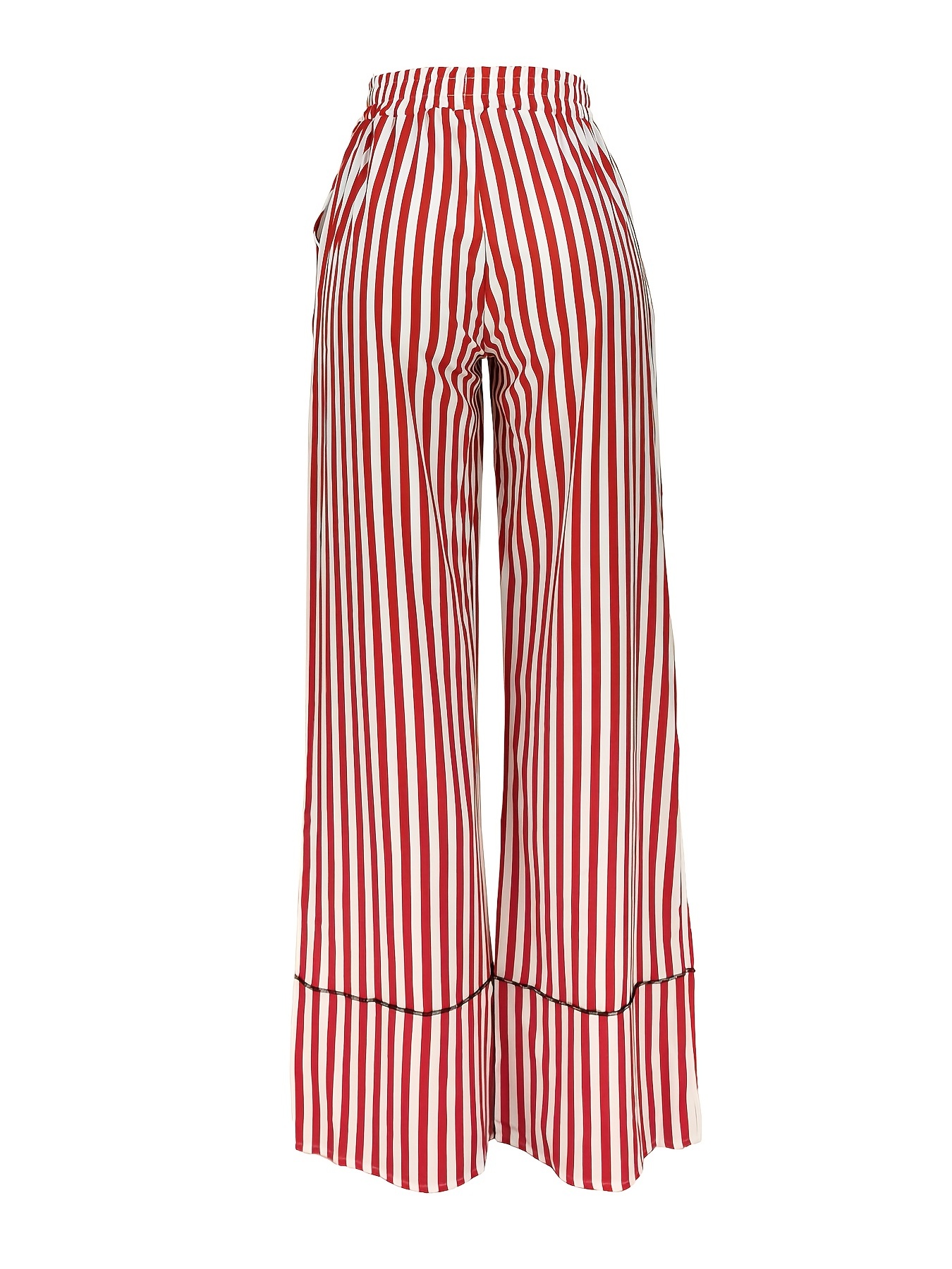 Striped Wide Leg Pants Versatile High Waist Slant Pocket - Temu