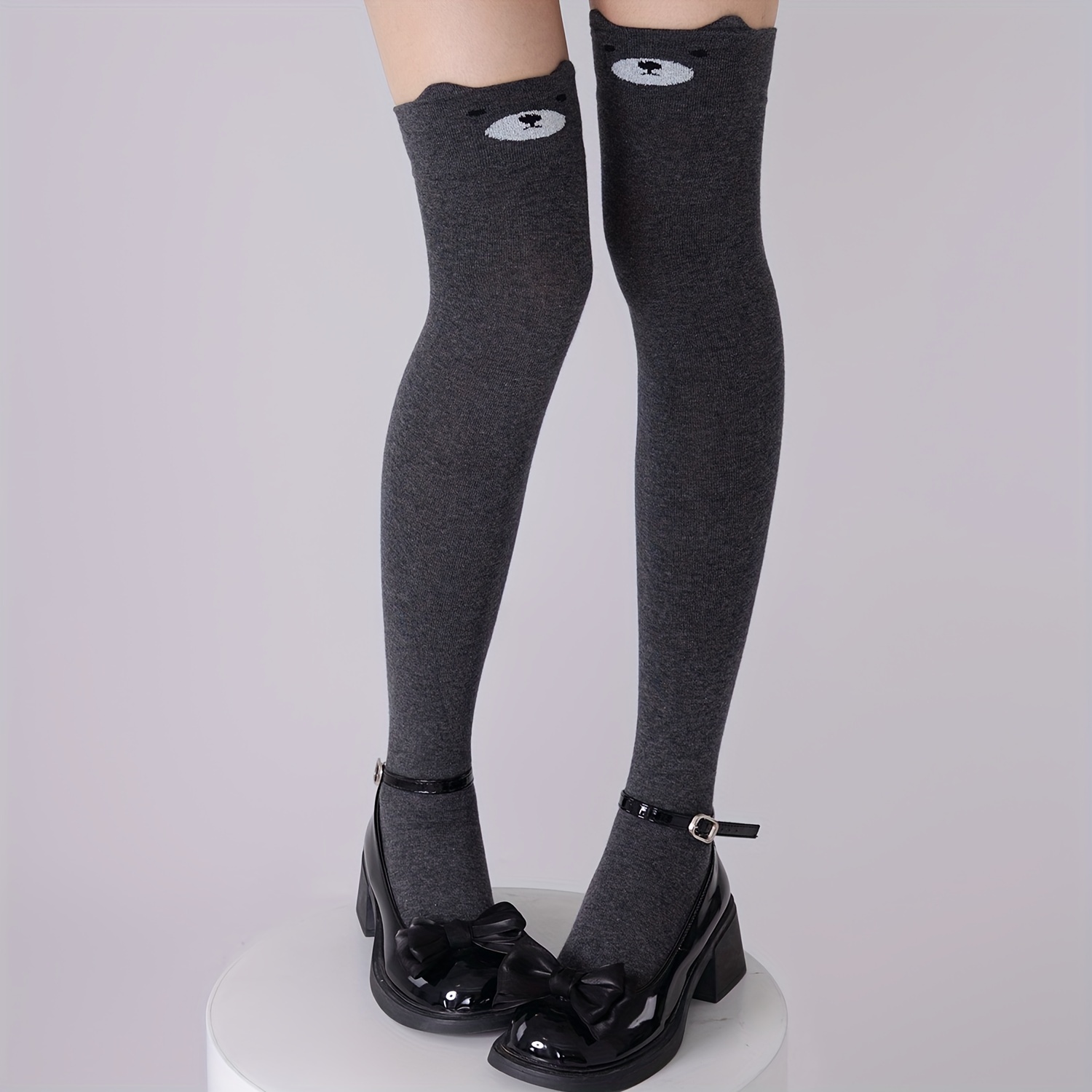 Kawaii Anime Thigh High Socks Cute Cartoon Print Knee - Temu Canada