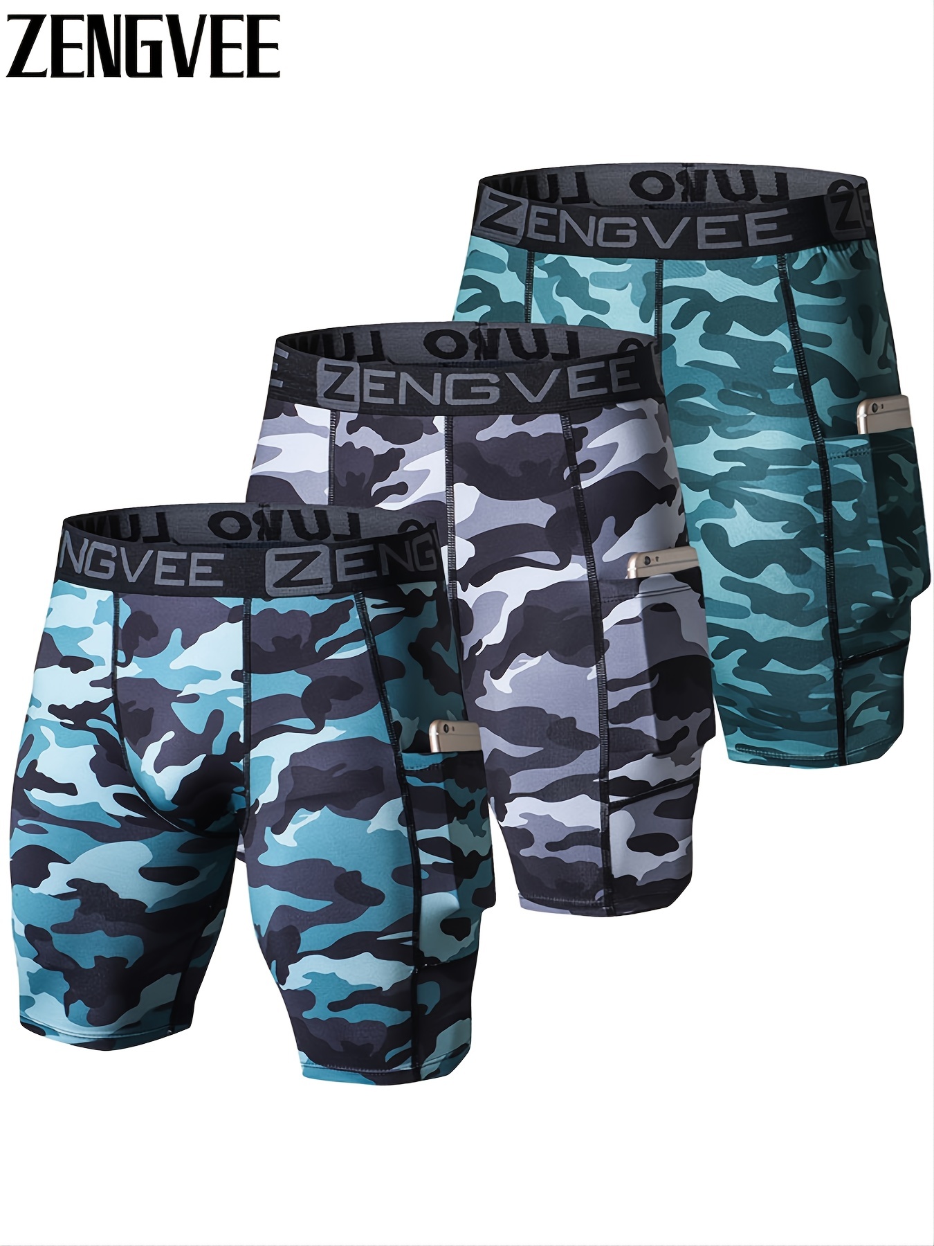 Zengvee Men's Camo Compression Shorts Pocket Perfect Gym - Temu Canada