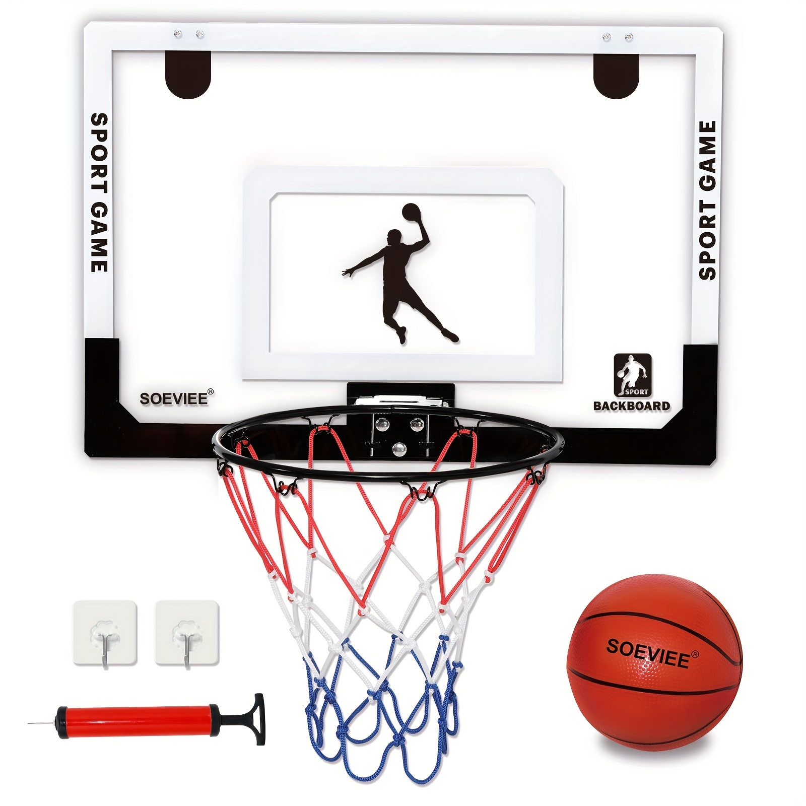 Mini Basketball Hoop System Kids Goal Over The Door Indoor Sports w/  Ball+Pump