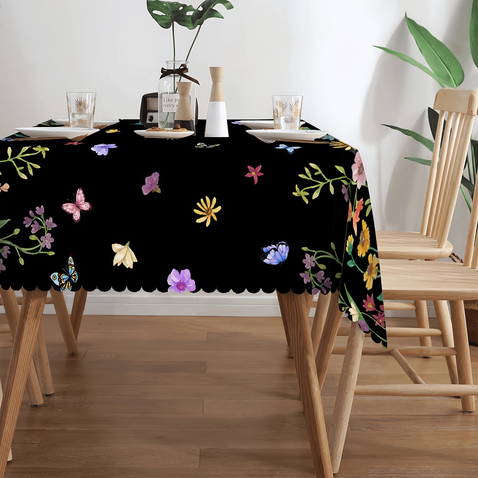 Tablecloth Floral Butterfly Print Tablecloth 3 Sizes Holiday - Temu