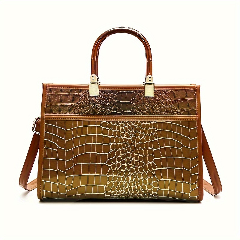 crocodile pattern tote bag luxury crossbody bag womens top handle satchel purse