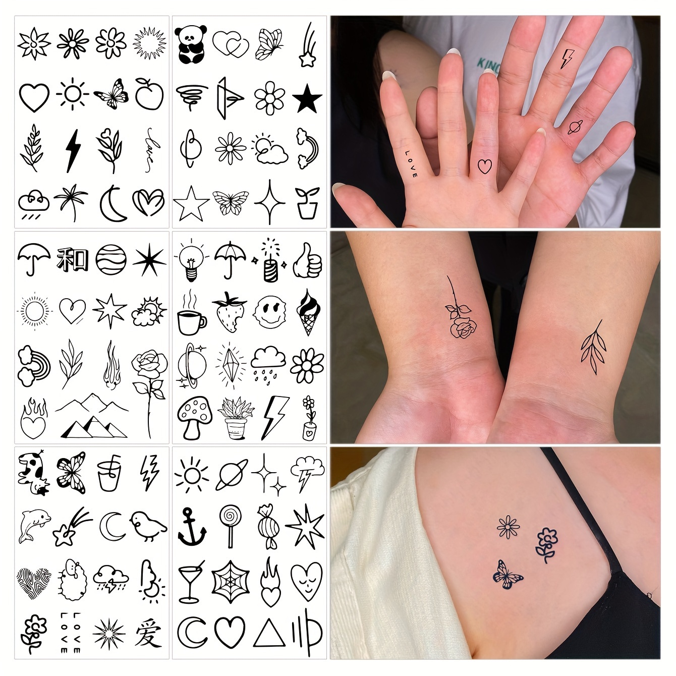 Cute Tattoo Stickers Small Picture Collection Suitable For - Temu