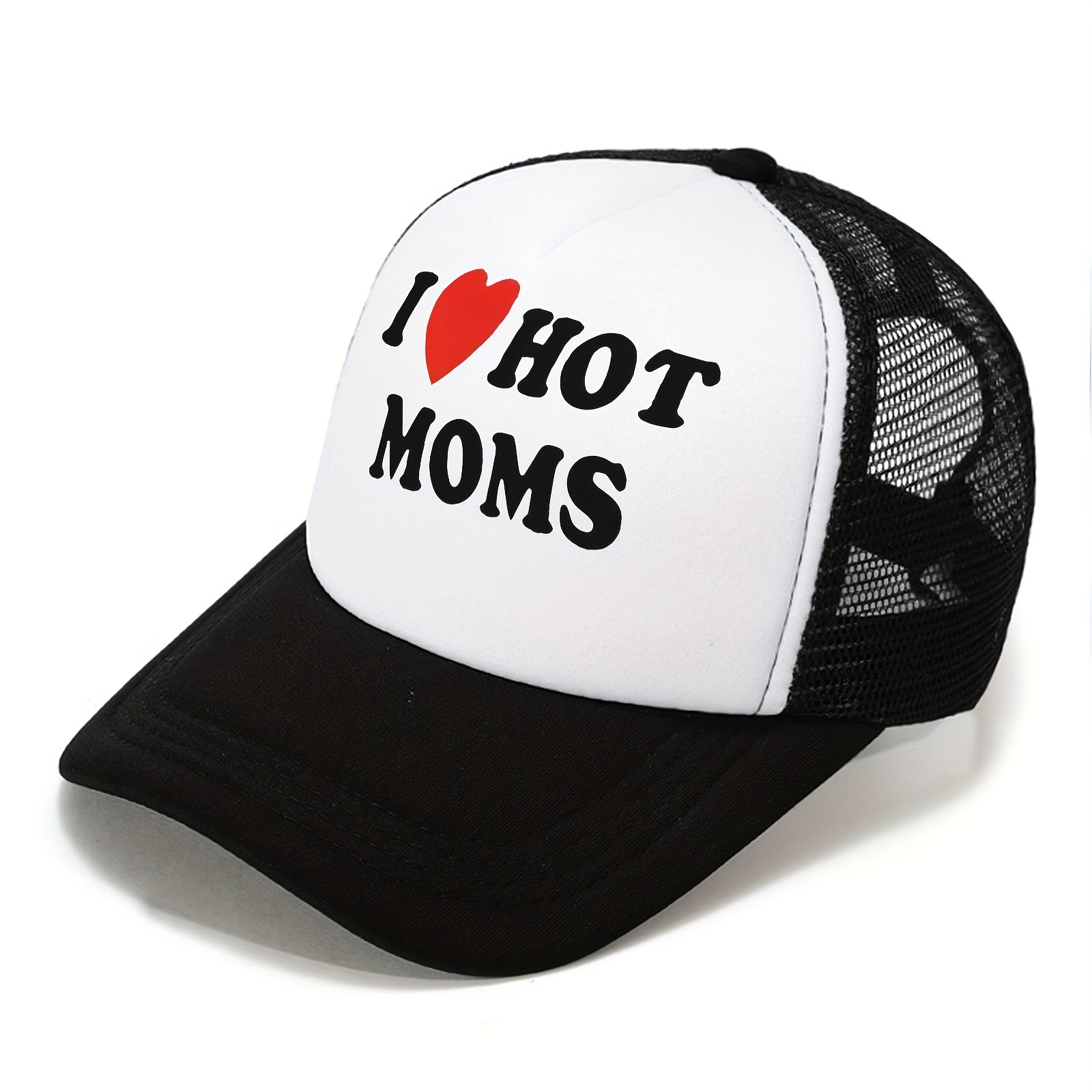 

1pc I Love Hot Moms Trucker Hat - Adjustable Baseball For Women - Funny Novelty Gift For Outdoor Sports And Fishing