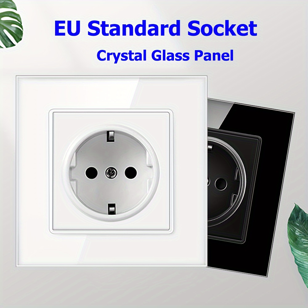 Enchufes de 3 vías de la UE con 2 USB 2.1A, tomas de corriente triples de  pared Panel de cristal templado Enchufe alemán empotrado
