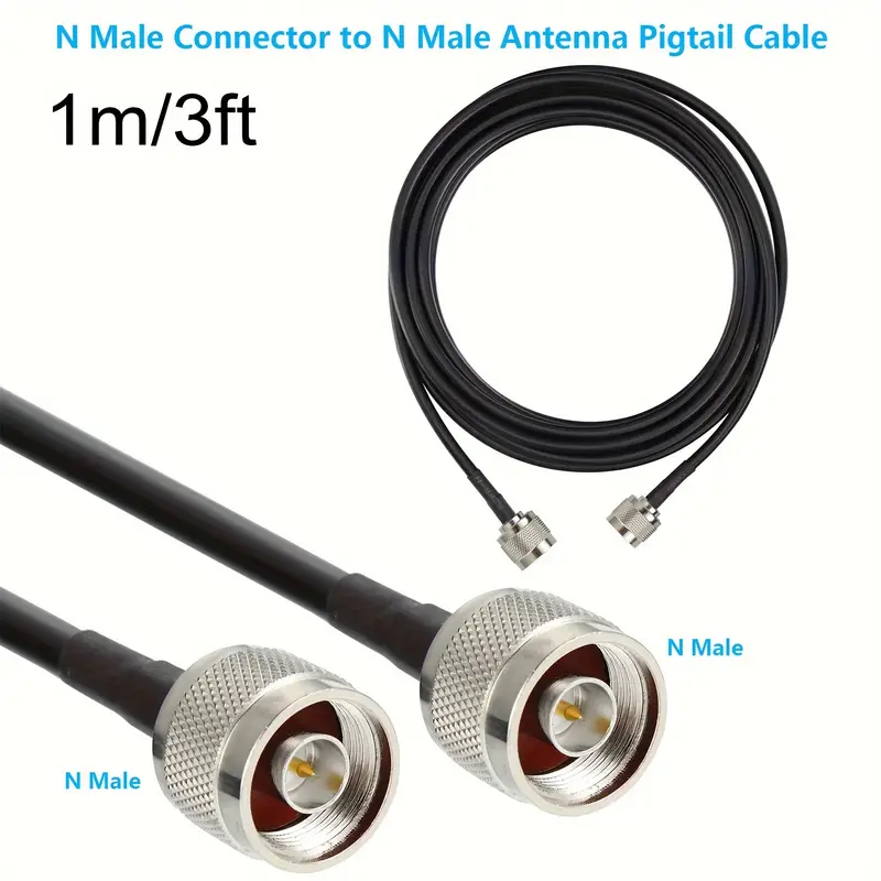 Cable Cobre Puro Extensión Baja Pérdida Rg8x Macho Macho N  3g/4g/5g/6g/lte/ads-b/ham/gps/wifi/rf Radio Antena Uso Pararrayos (50  Ohmios, No Apto Tv) - Industrial Comercial - Temu
