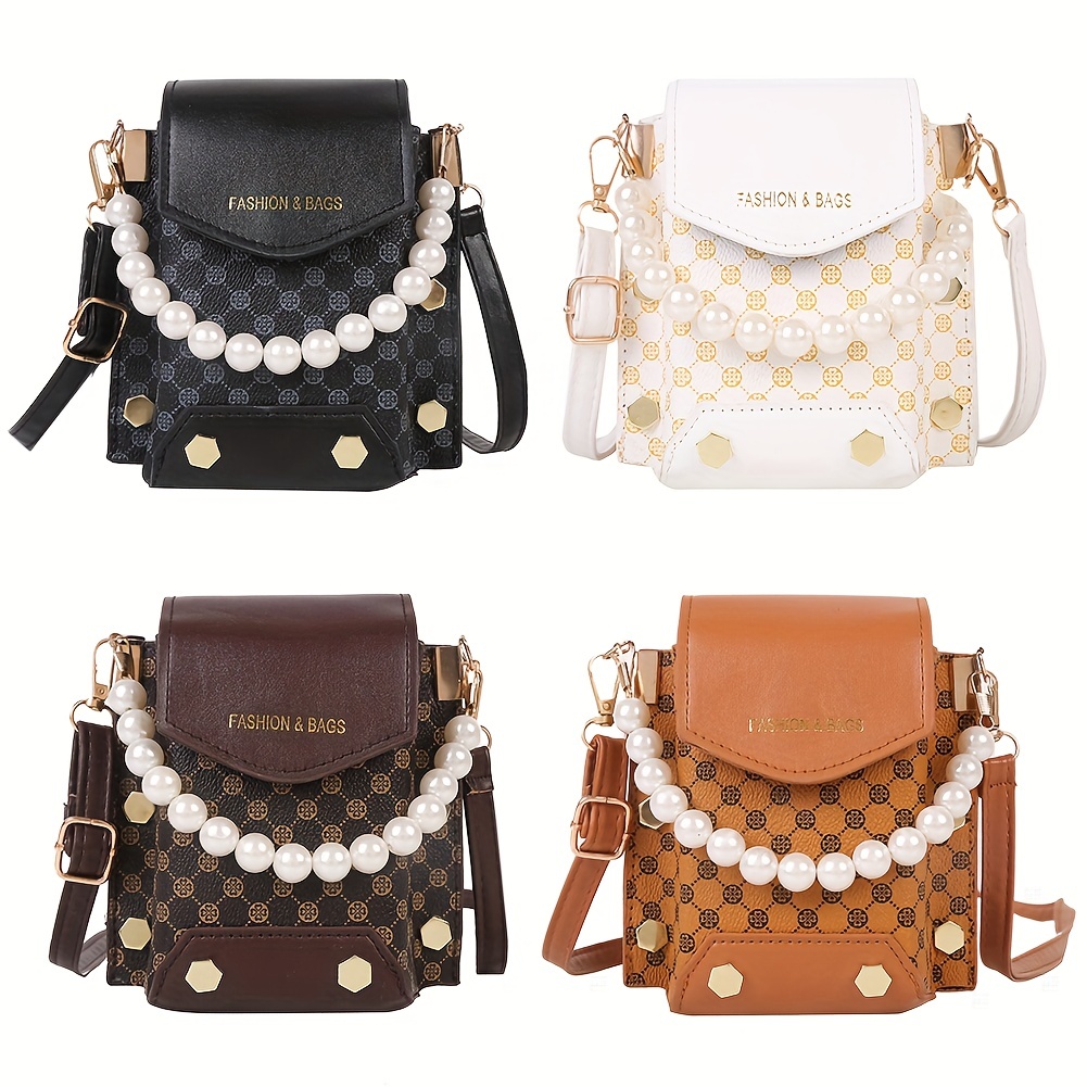 Classic Pearl Decor Phone Bag, Elegant Pu Leather Purse, Women's Stylish  Casual Crossbody Bag & Handbag - Temu United Arab Emirates