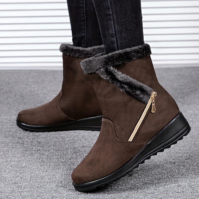 Non Slip Side Zip Snow Boots Thermal Winter Warm Mid Calf Boots