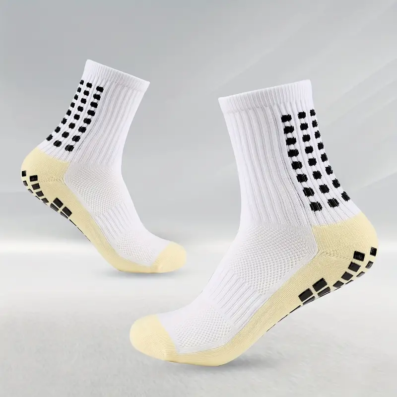 1pair mens sports socks soccer socks non slip thickened football socks grip crew socks details 1