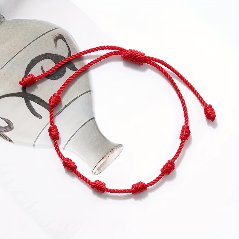 Adjustable Red Bracelet Pull Weave Hand Rope Palm Eye Braided