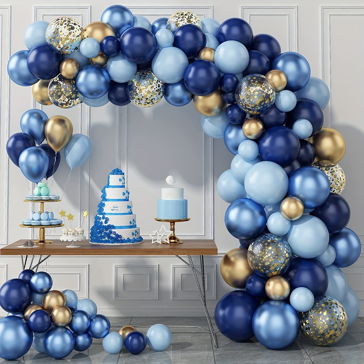 Arche Ballon Bleu,102 Ballons Bleu Pastel de 18 à 5 pouces,Kit d