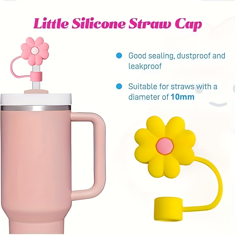 5Pcs Flower Straw Cover Cap for Stanley Cup Silicone Straw Topper  Compatible