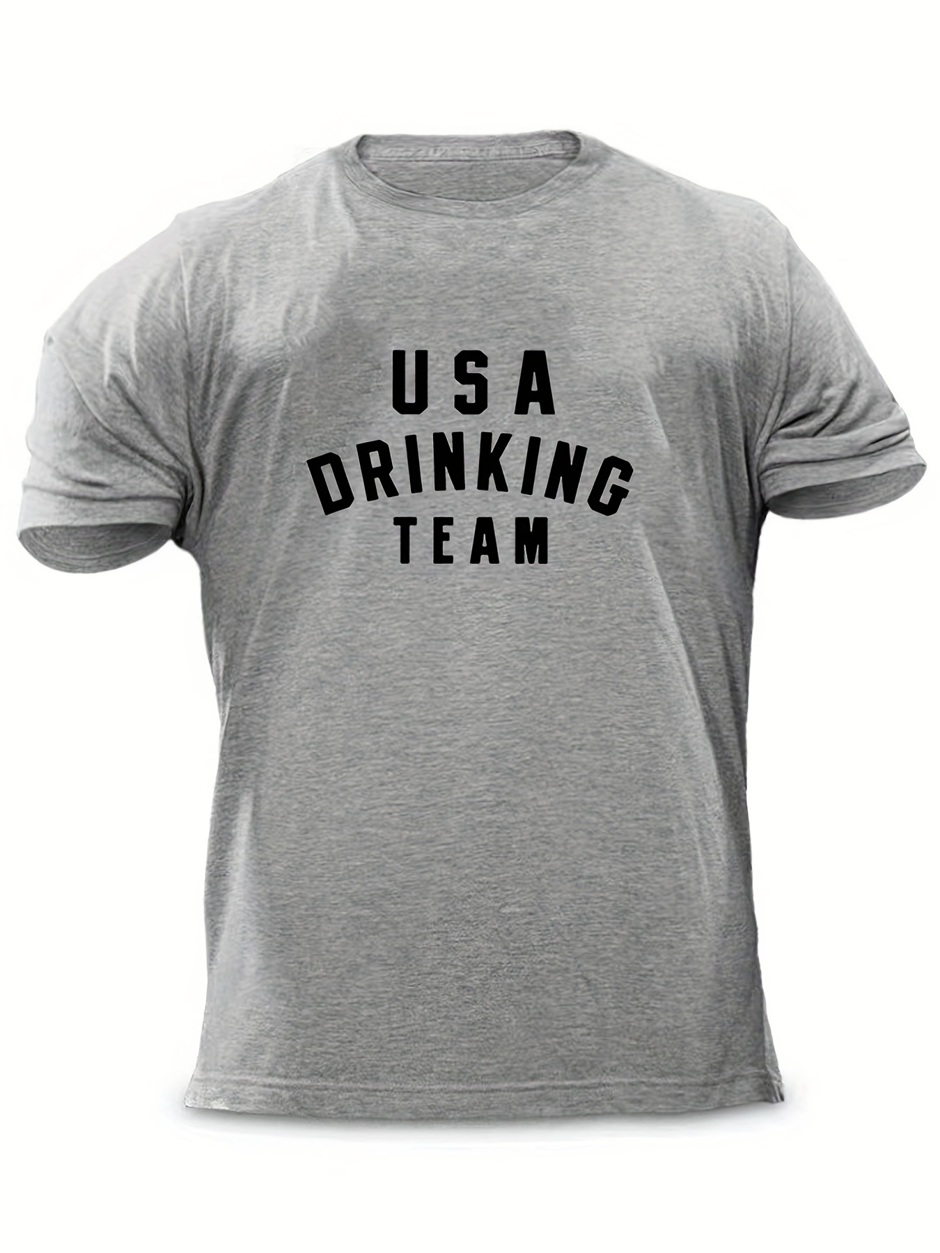 Drinking Team Men's Letter Print T-shirt Casual Stretch Tee