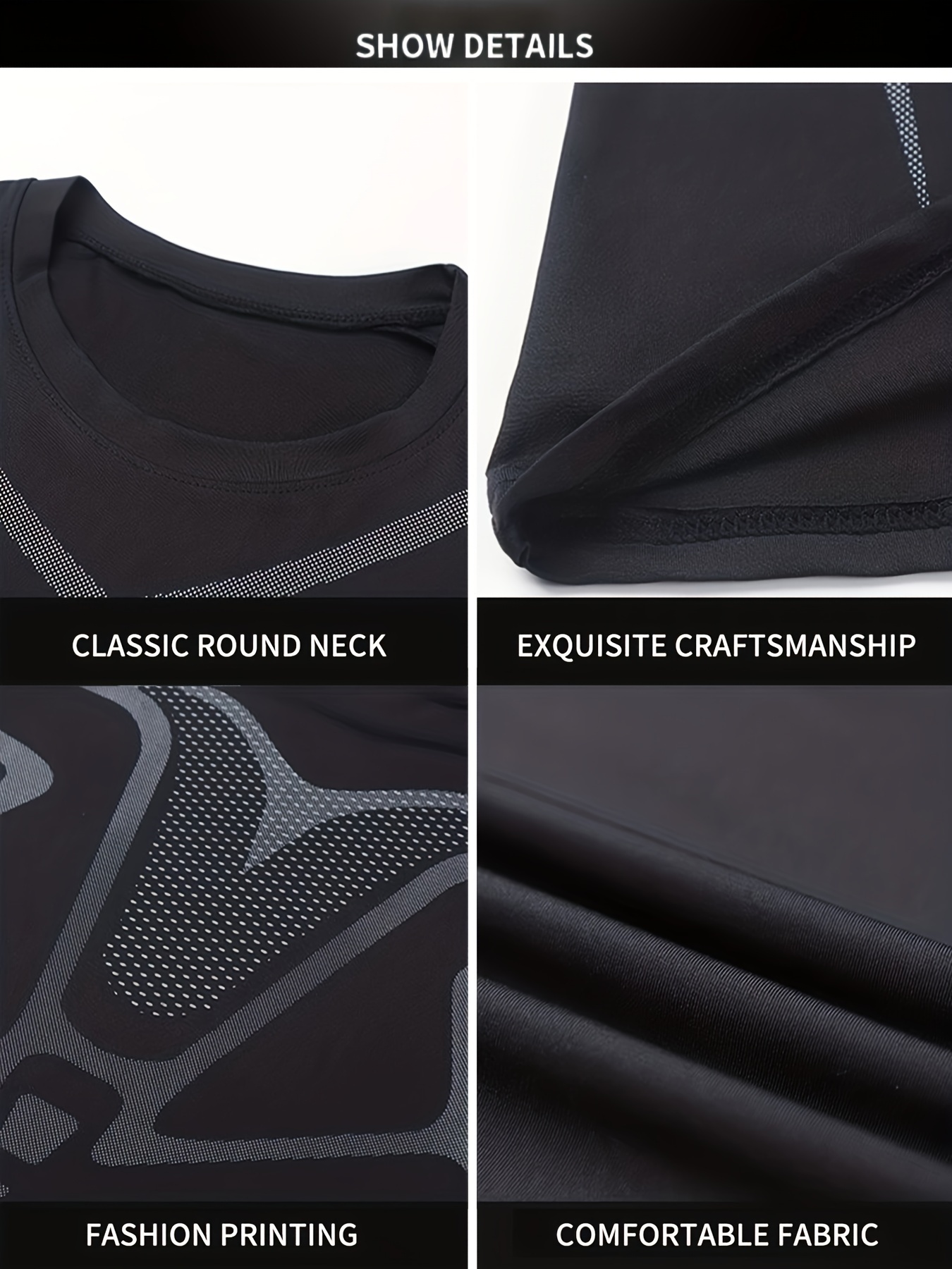 Men's Solid Sports T-shirt Quick Dry Breathable Tee Top