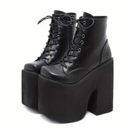 Avant Garde Y2K PU Leather Platform Combat Women Boots With