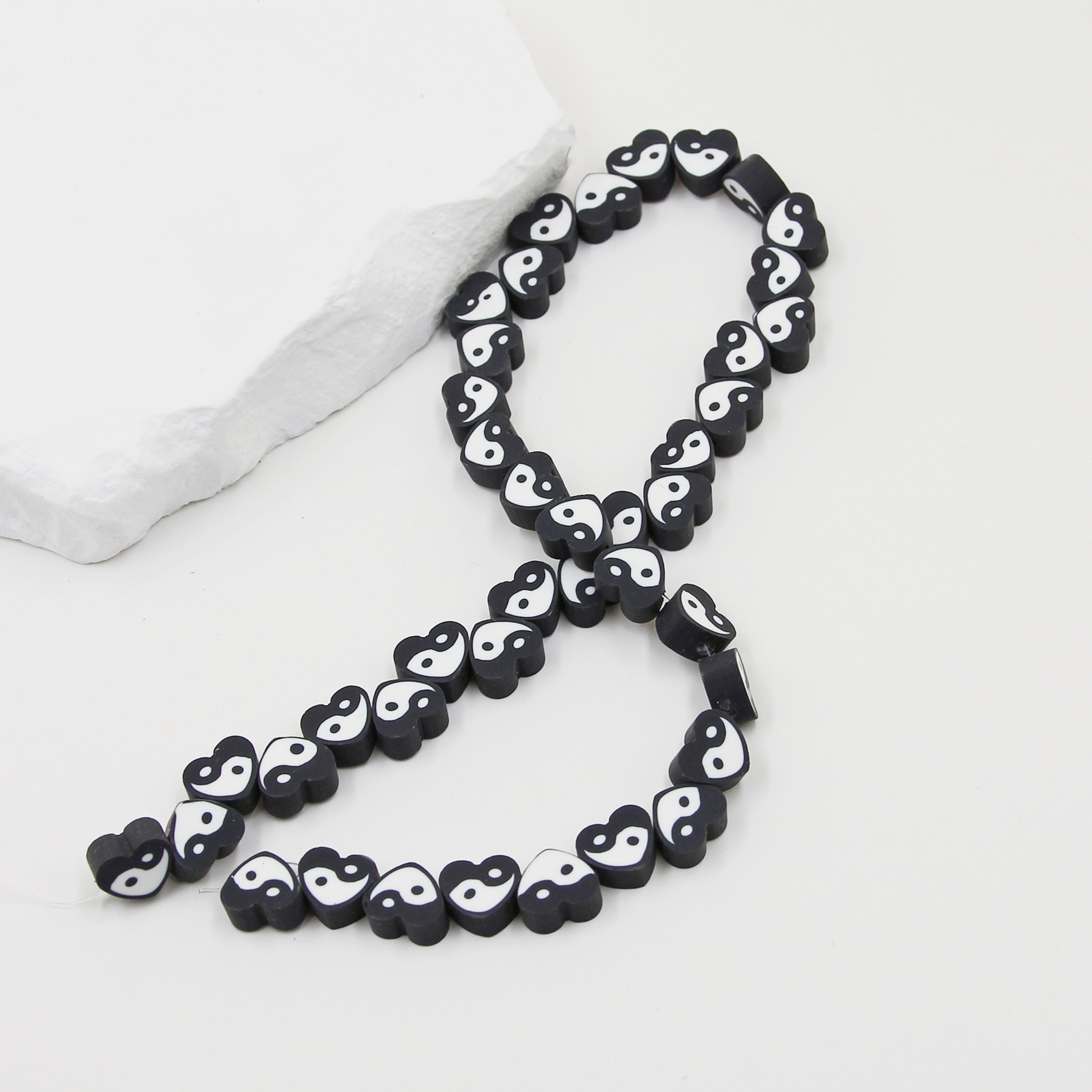 Polymer Clay Beads Black And White Love Tai Chi Sliced - Temu