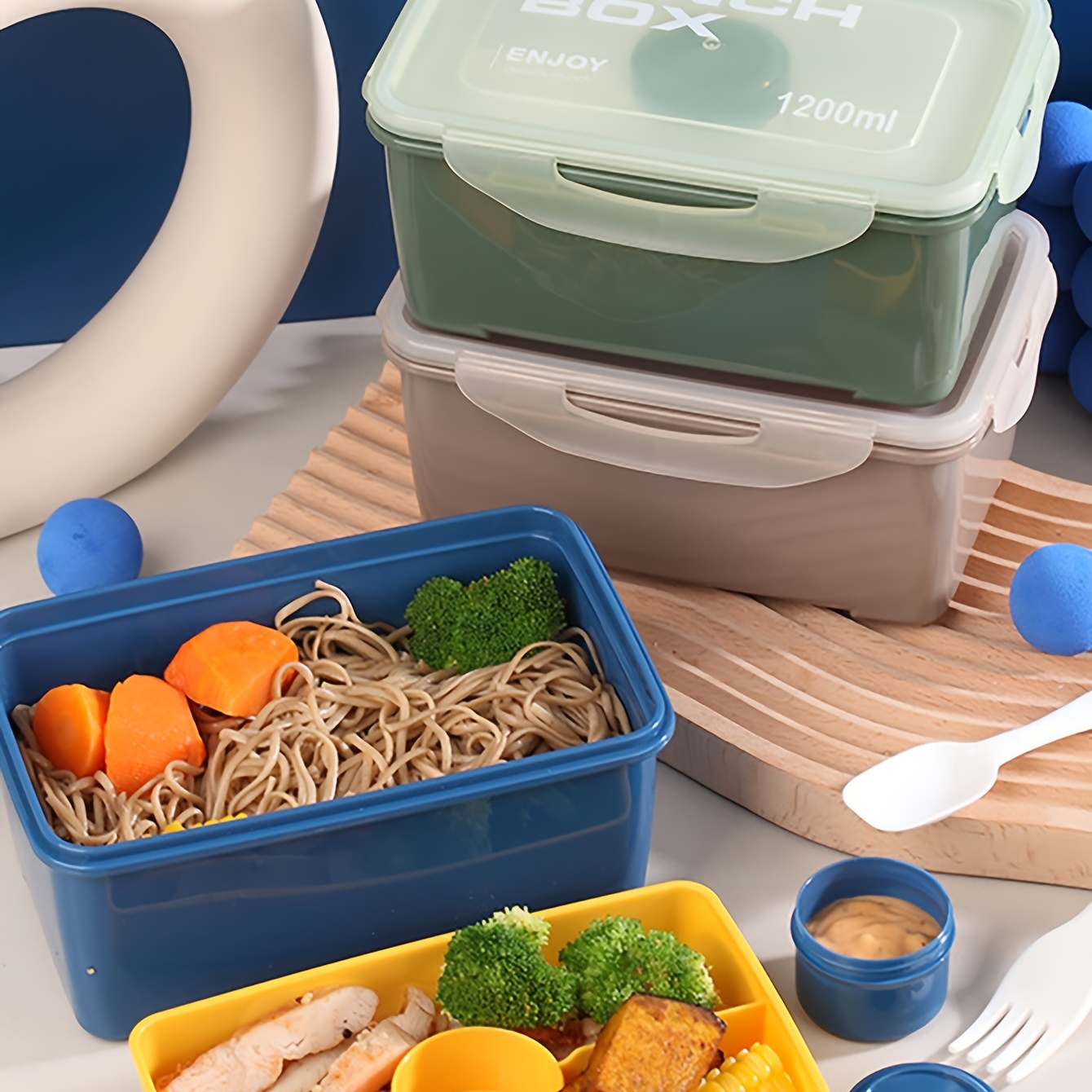 Portable Microwaveable Plastic Lunch Box, Double-layer Lunch Box With Lunch  Bag & Cutlery & Sauce Box, For Teenagers And Workers At School, Canteen,  Back School, For Camping Picnic And Beach, Home Kitchen