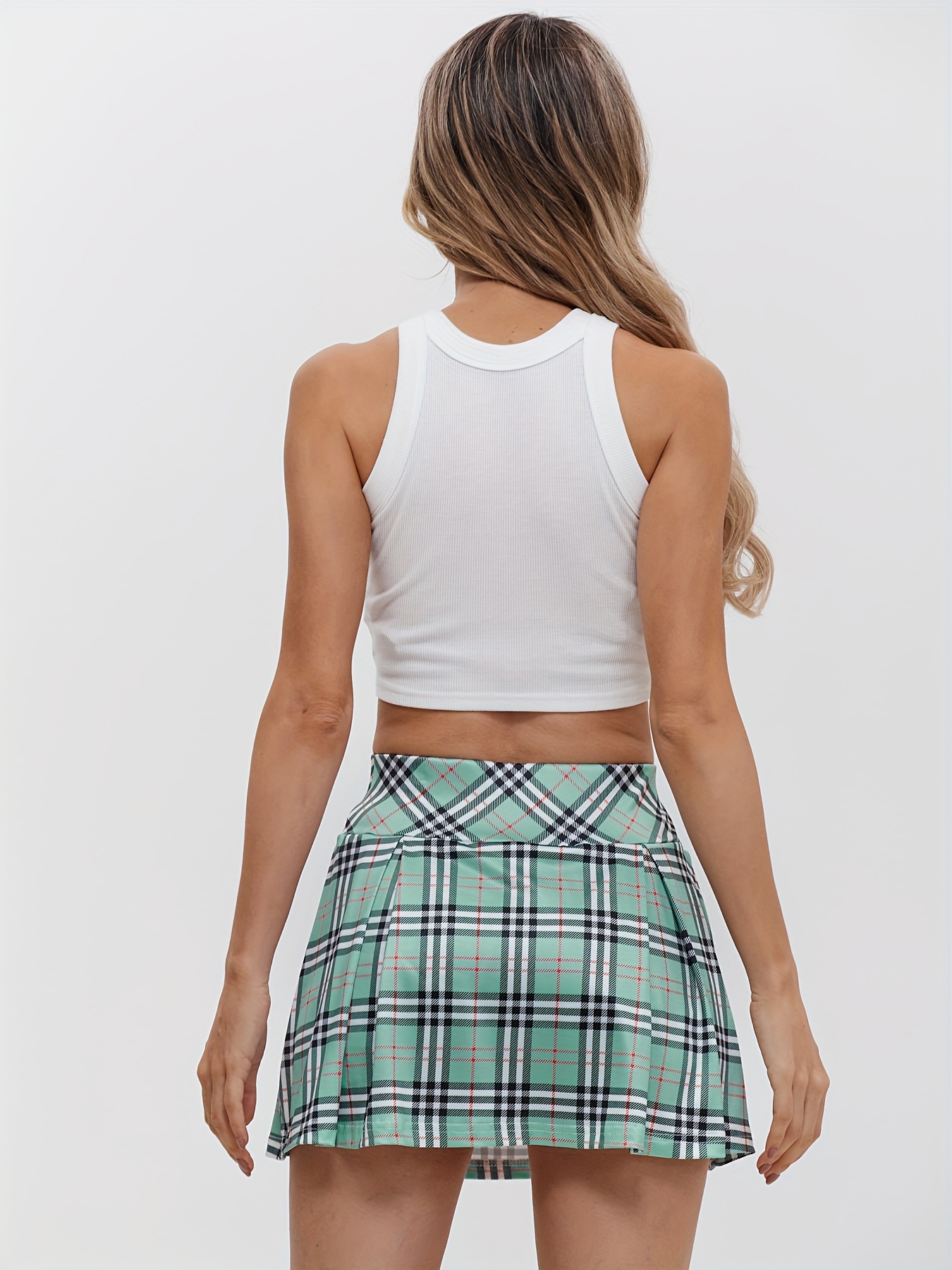 Minifalda de colegiala para mujer, vestido corto plisado a cuadros